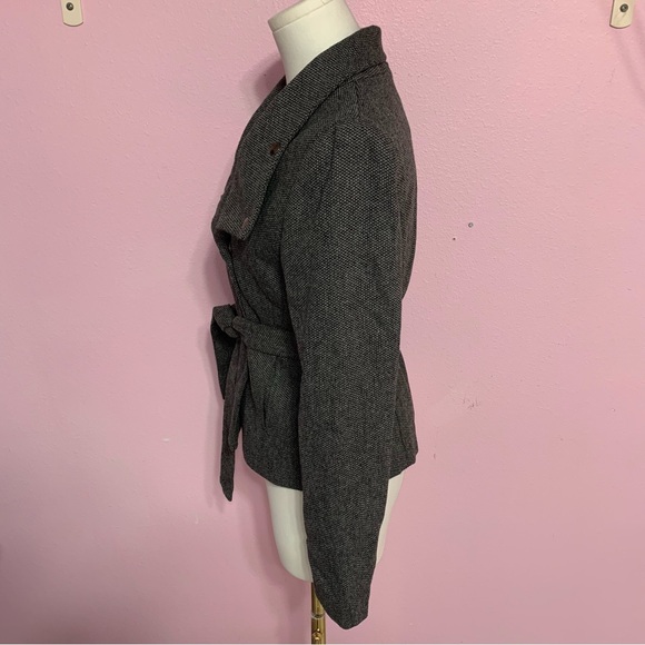 H&M Dark Gray Wool Textured Jacket with Belt 4 - Picture 11 of 12